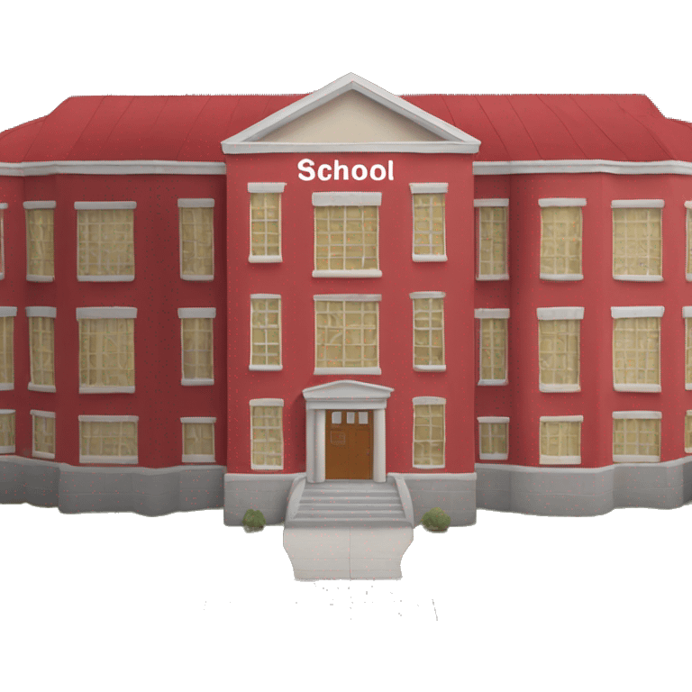 red school building with sign that says "school" emoji