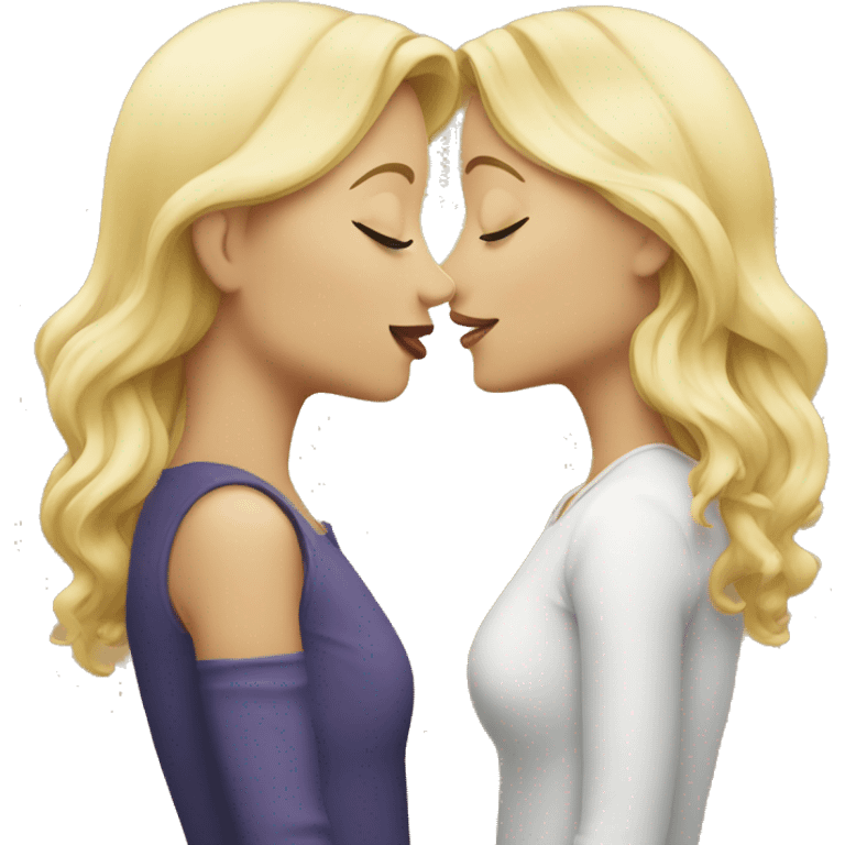 Two blondes kissing emoji