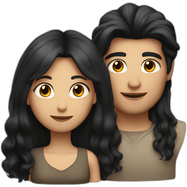 Men with Long black hair and girl with brown short hair emoji