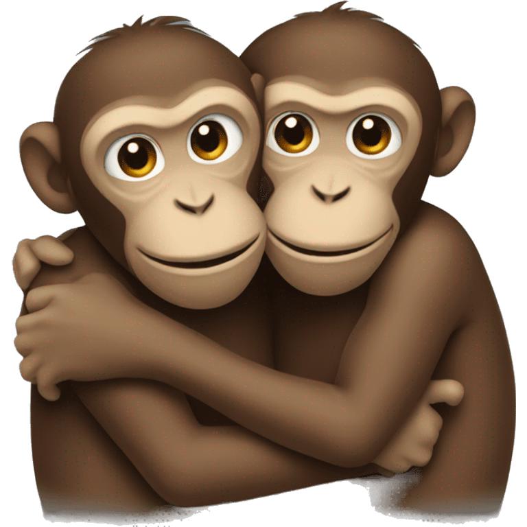 two hugging monkeys emoji