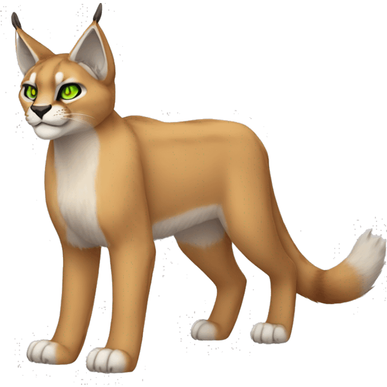 Lynx-Caracal-Fakemon-hybrid with orange points, green eyes brown toes, and short tail, full body emoji