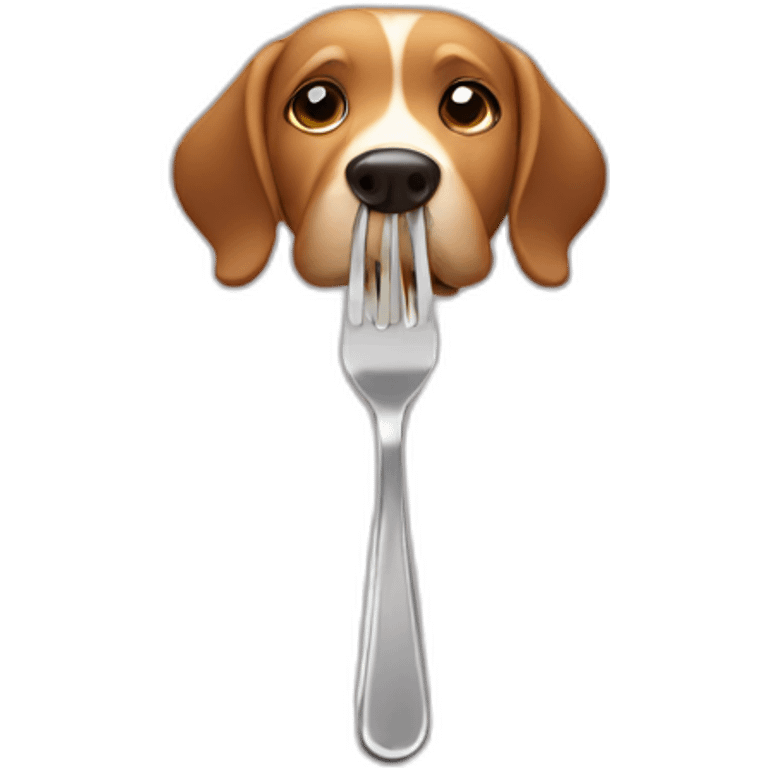 Dog that is eating with fork emoji