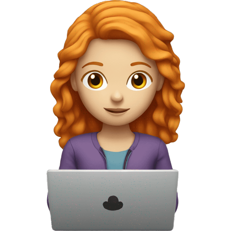 ginger girl working on a red laptop emoji