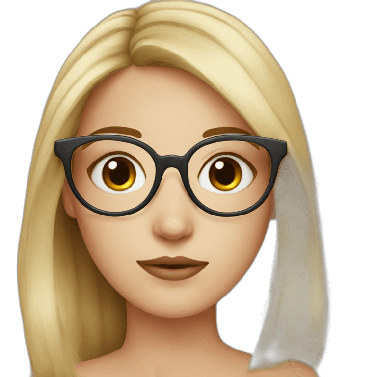 White girl with glasses and mole on chin emoji