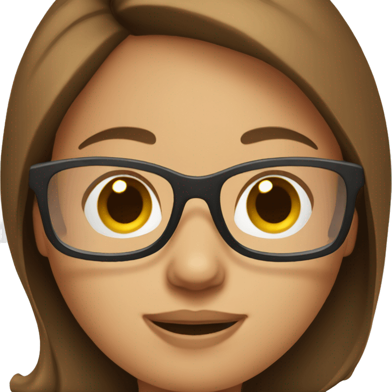 Brown hair Girl with glasses working on an ios laptop  emoji