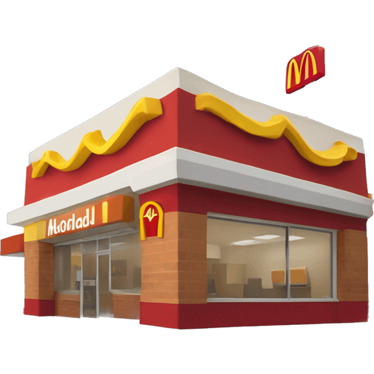 “McDonald’s store with the iconic golden arches, a red and yellow color scheme, and a simple, recognizable design that captures the essence of a fast food restaurant.” emoji