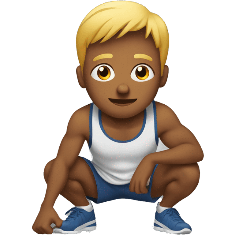 a young man doing squat (sport) emoji