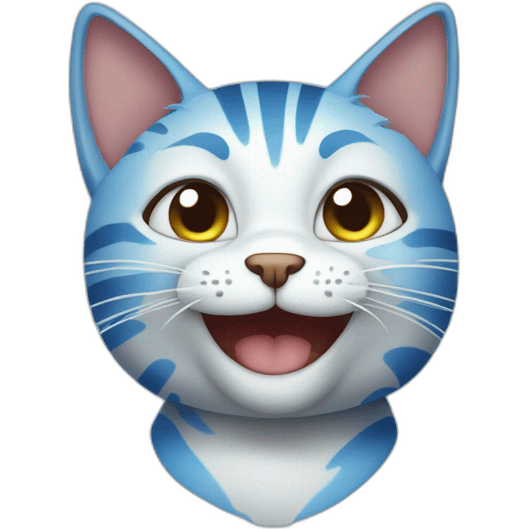 striped blue cat winking emoji