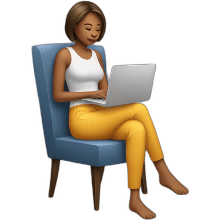 woman sitting at chair and browsing web emoji