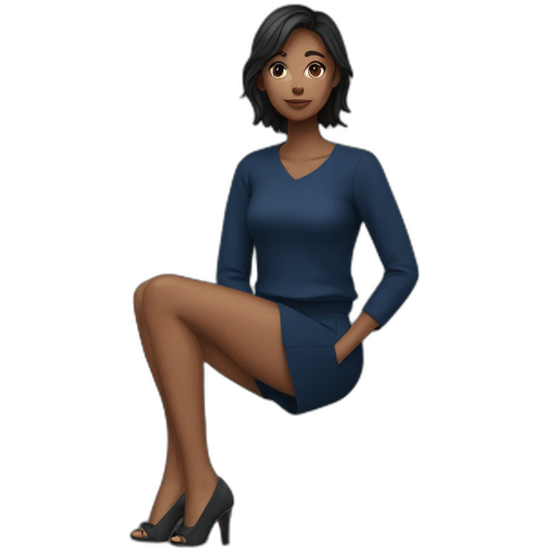 Young woman dark blue outfit emoji