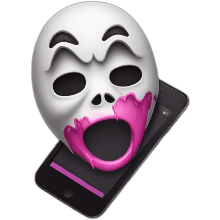 Scream mask with a pink phone  emoji