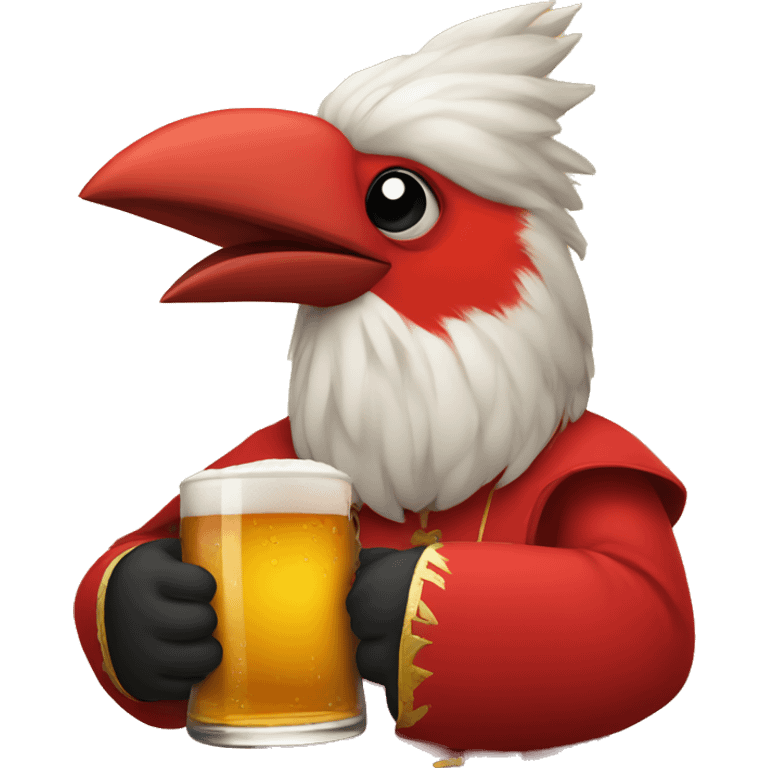 cardinal holding a beer emoji