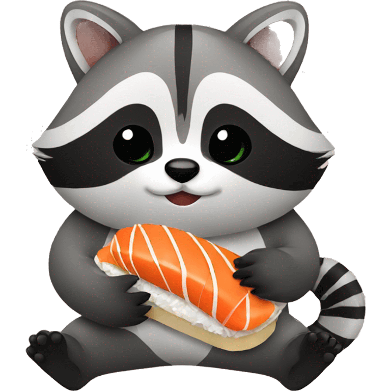 raccoon eating a sushi roll  emoji