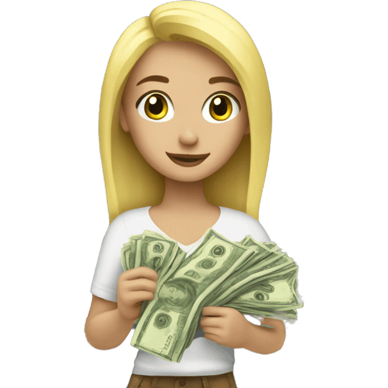 Blonde girl with money emoji