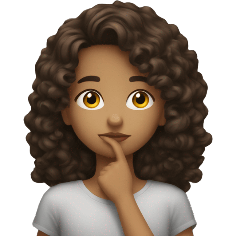 A  white brunet girl kissing a brunete curly brown boy emoji