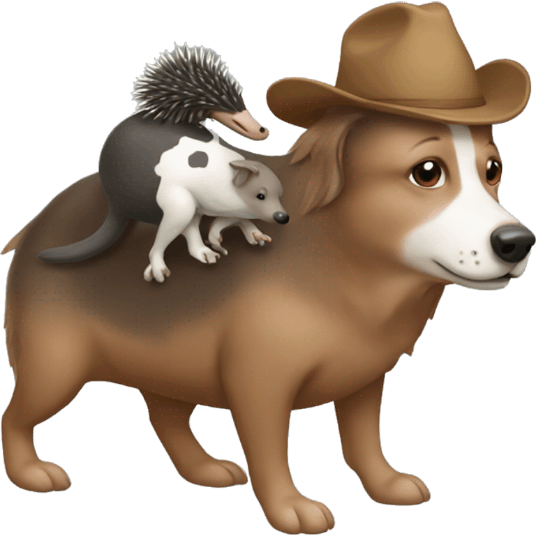 Echidna riding a cattle dog emoji