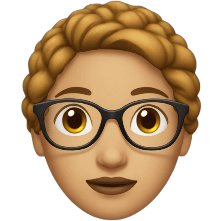 woman with brown bun and glasses emoji