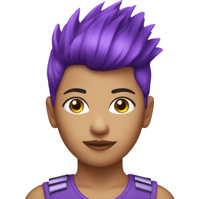 Purple short Mohawk on Caucasian girl  emoji