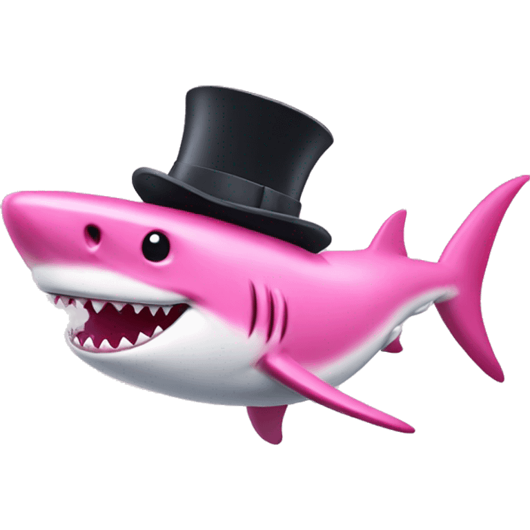 Pink Shark with a top hat  emoji