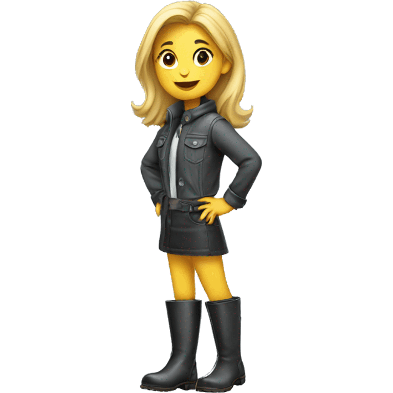 girl in  shiny boots pointing emoji