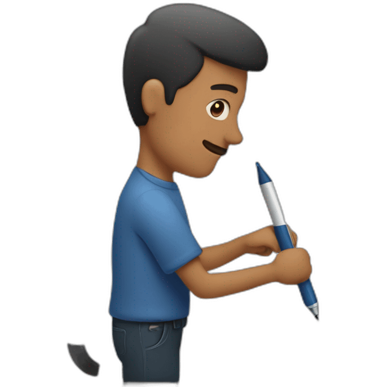 Man writing on a marker board emoji