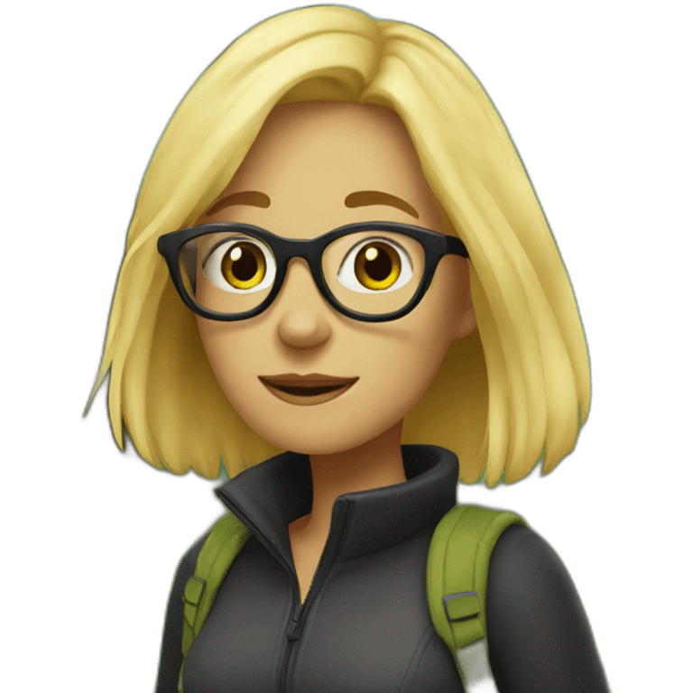 girl with blonde hair, black glasses in the forest emoji