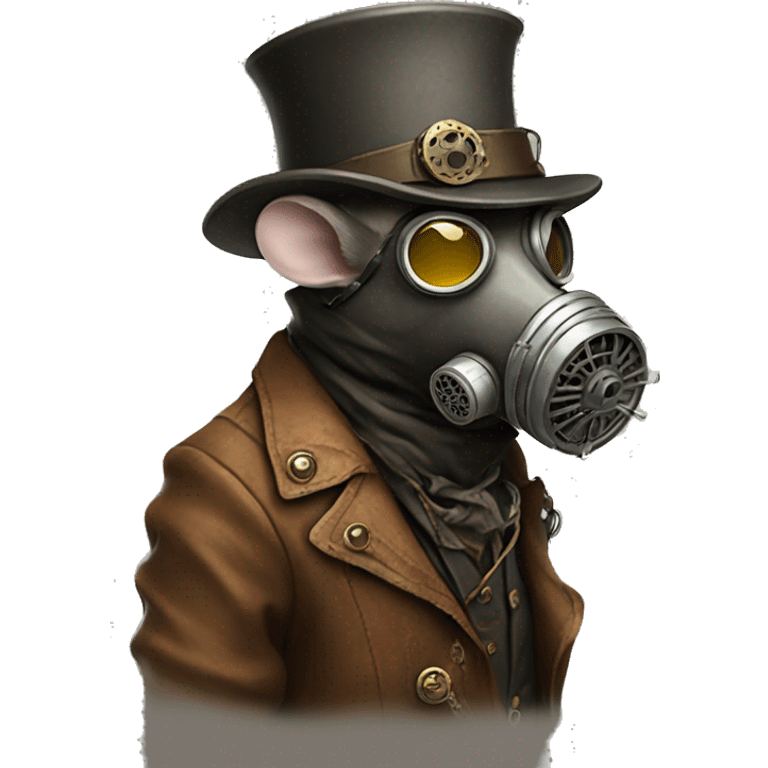 Profile of a rat with a steampunk cloth gas mask and ragged clothes  emoji