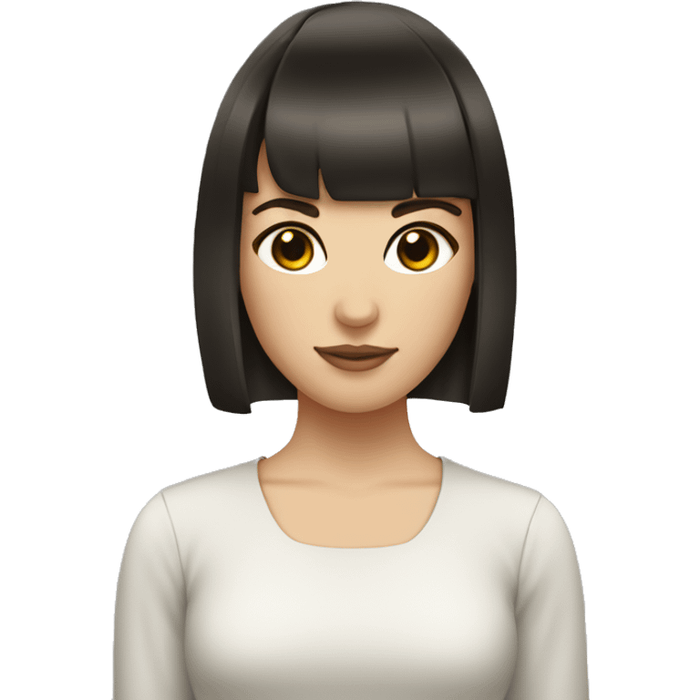 Brunette with straight bangs being koi emoji