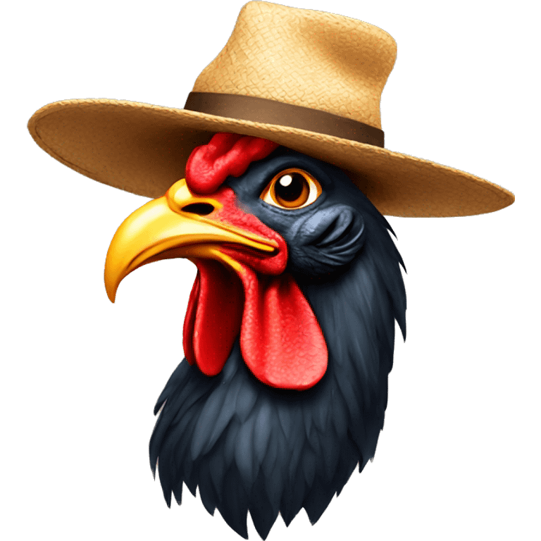 Rooster with hat emoji