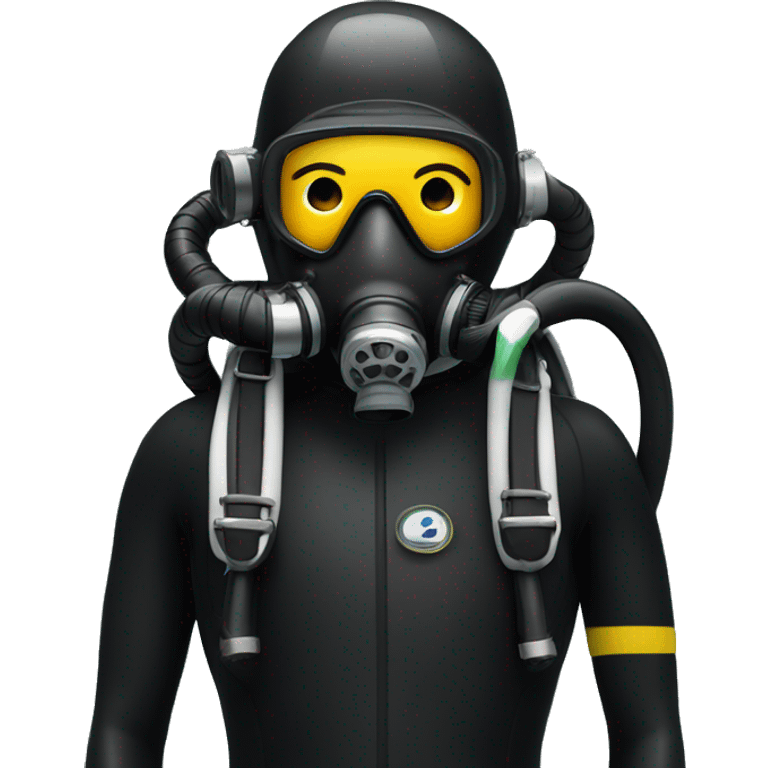 Rebreather diver with twin hoses in black wetsuit emoji