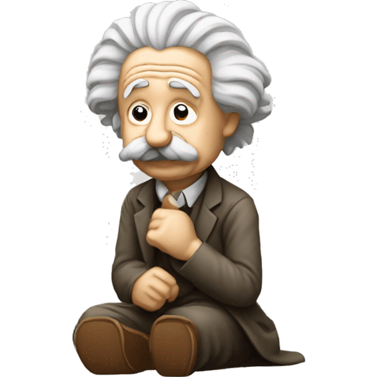 sitting philosopher albert einstein lean on hist fist emoji