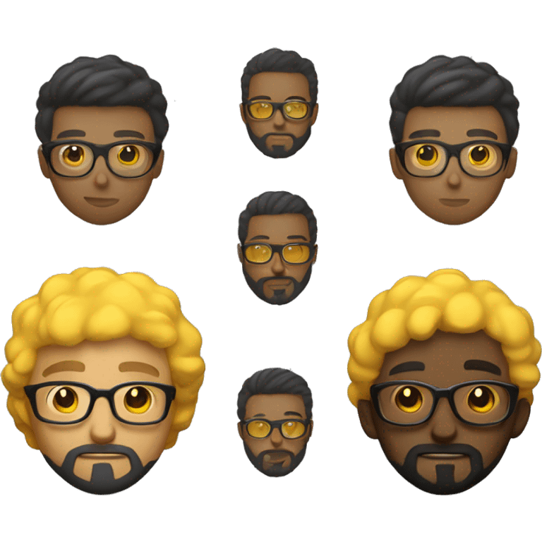 Male with yellow skin and bangsBlack Male Programmer With Beard & Round Glasses emoji