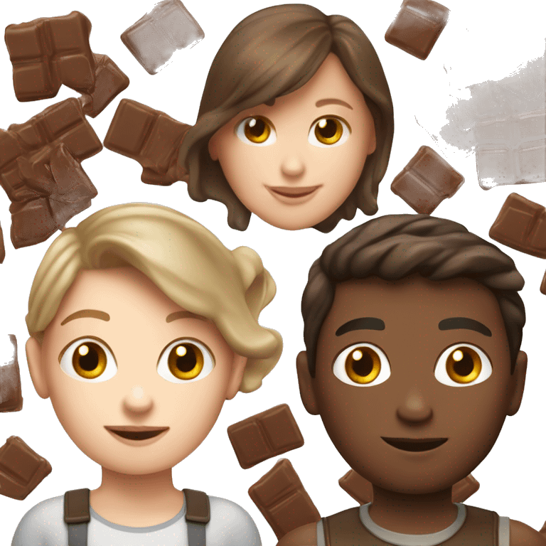 white brunette girl with milk chocolate brunette boy emoji