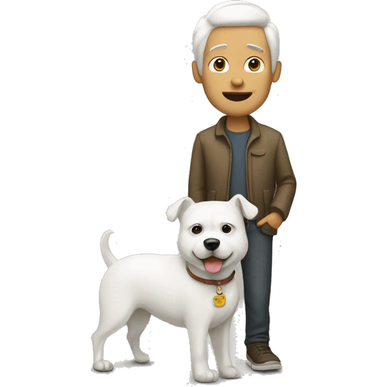 Man with white dog emoji