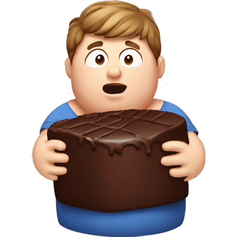 A fat boy eating chocolate cakes emoji