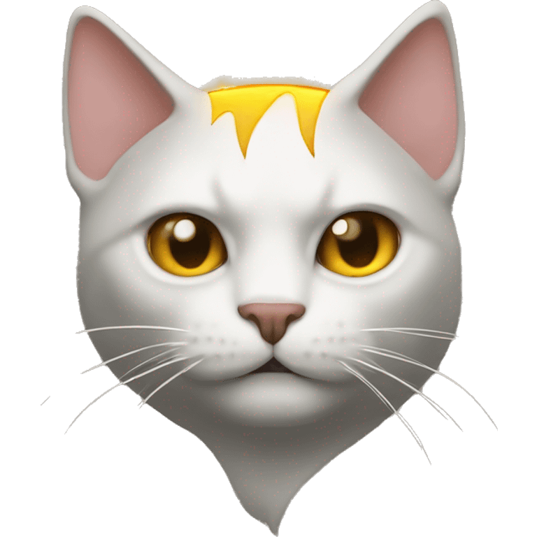 Cat head with Bowie lightning bolt emoji