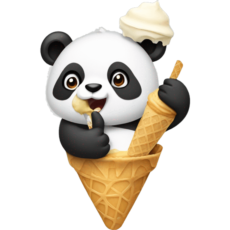 Panda eating ice cream emoji