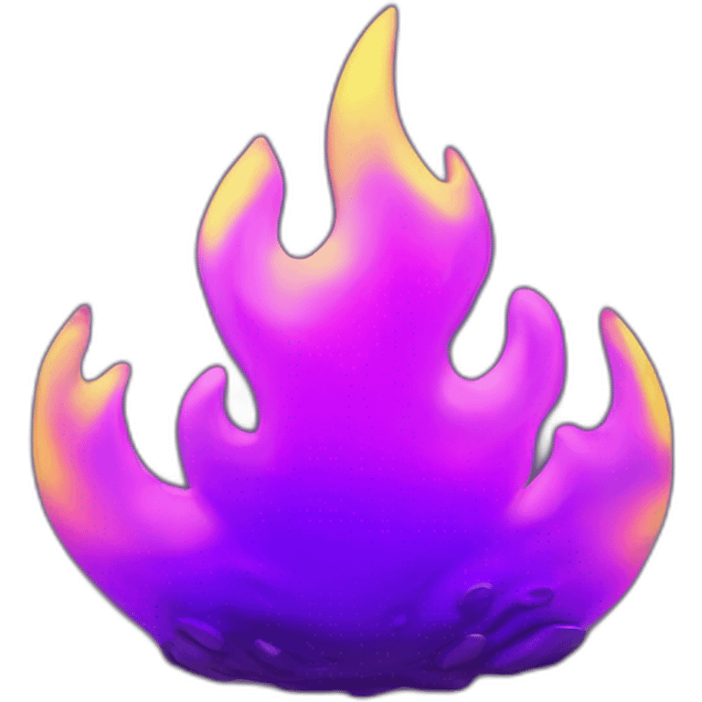 Fire Cyber emoji of a FUTURISTIC HIGHTECH 3D Fire colors Lemon green and purple neon Fire emoji