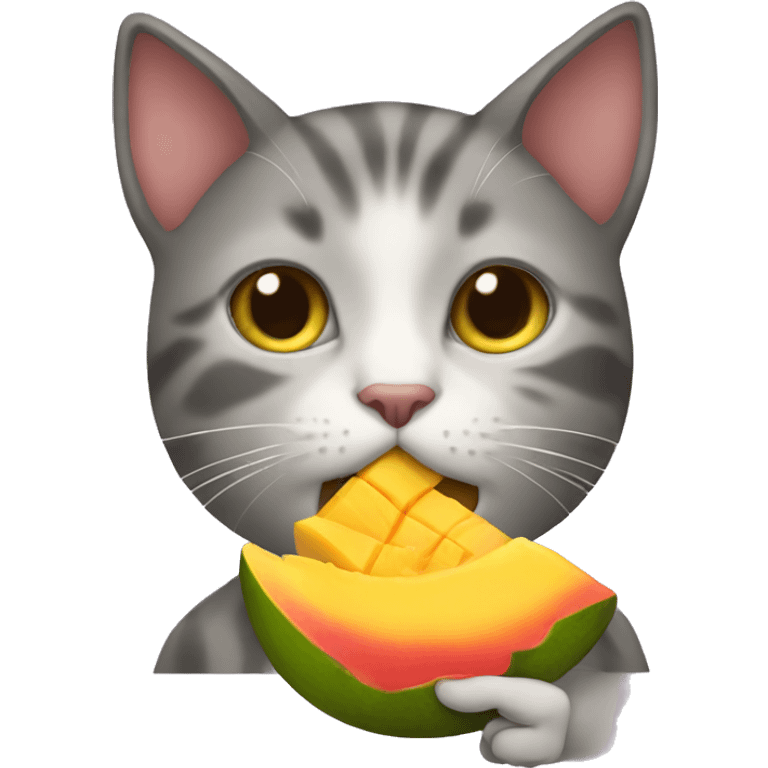 Cat eating mango emoji