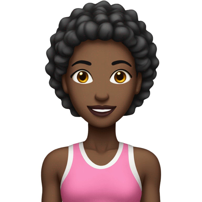 A tall female black athlete with pink lipstick. emoji