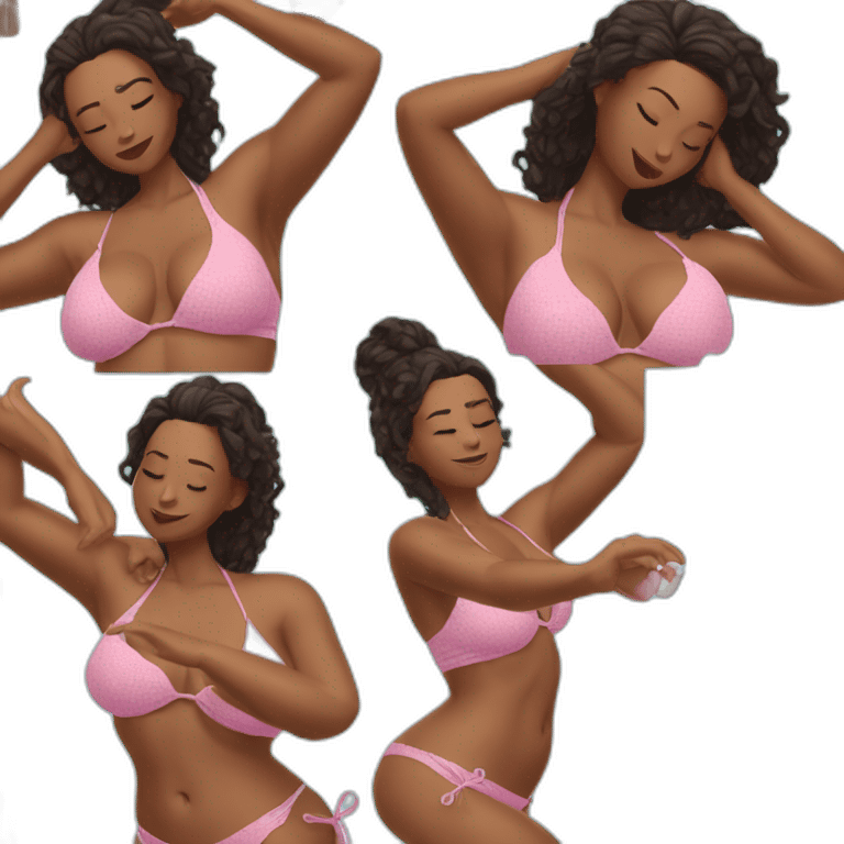 Slim-thicc woman bikini hands in hair pose (beach body) emoji