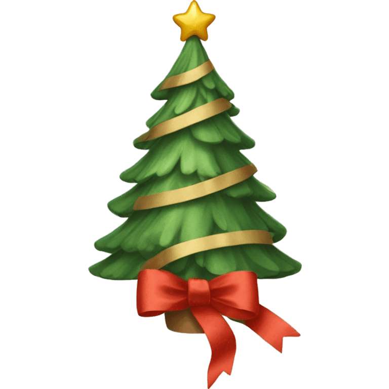 Vintage Christmas tree with ribbon emoji