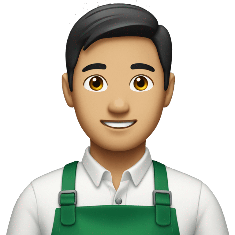 asian male starbucks barista with green apron emoji