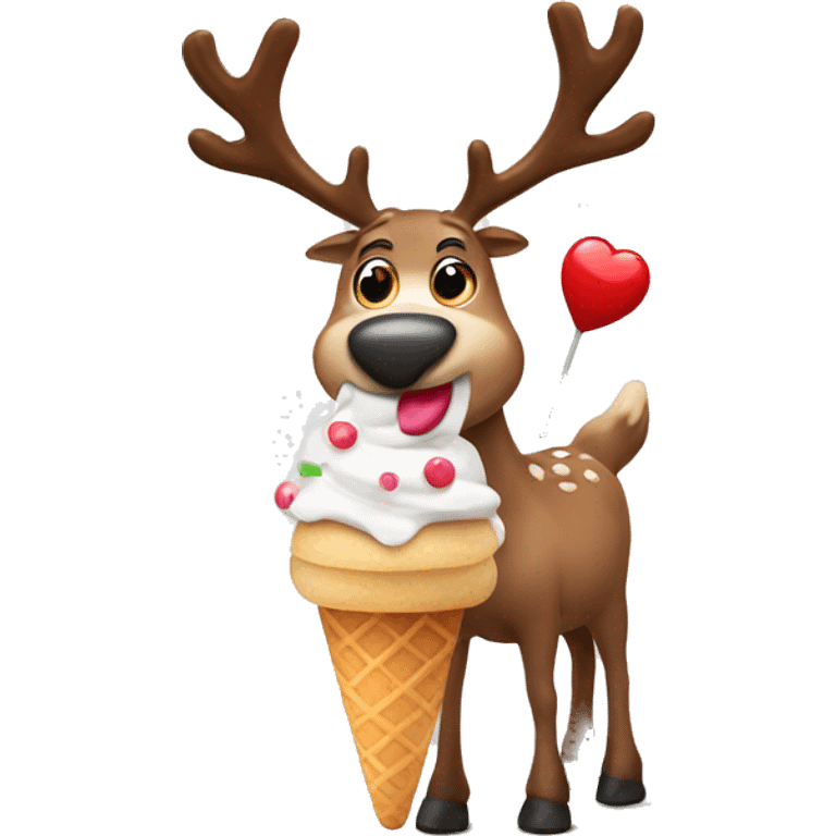 reindeer with icecream emoji