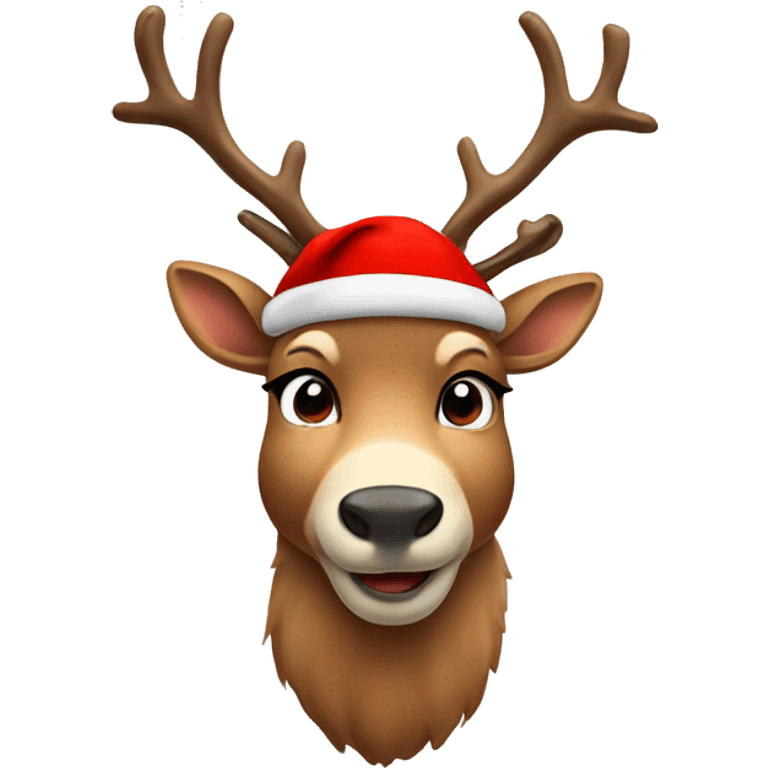 Reindeer with red cap emoji