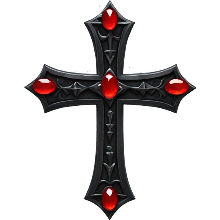 Black cross gothic with red gems emoji