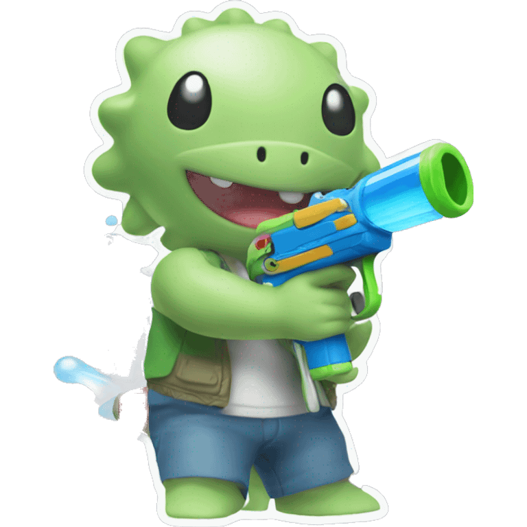 Breloom shooting a water gun emoji