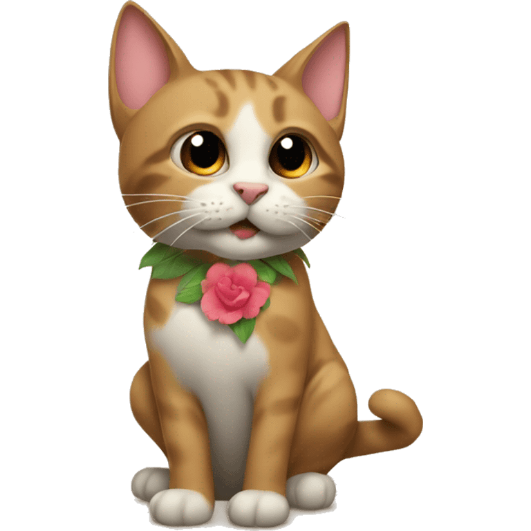 gato con una flor en la cabeza emoji