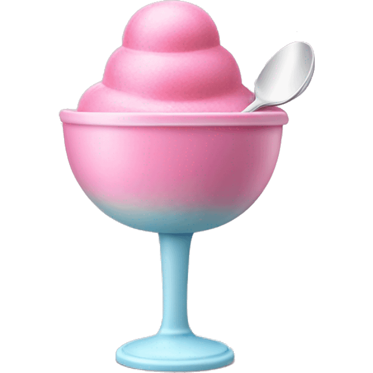 pink sorbet ice cream coupe with a small light blue spoon emoji