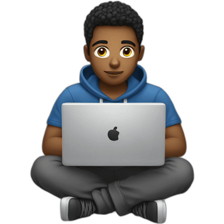 a young man focused on coding on his computer emoji